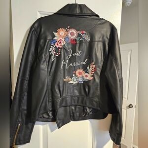 Embroidered Just Married Black Jacket